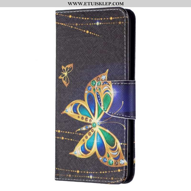 Etui Folio do Samsung Galaxy S22 Plus 5G Złote Motyle